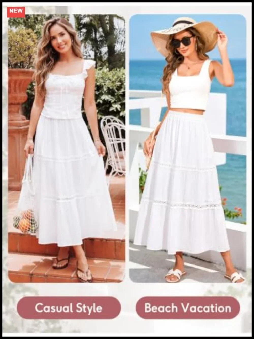 Women's Boho Tiered Maxi Skirt with Pockets